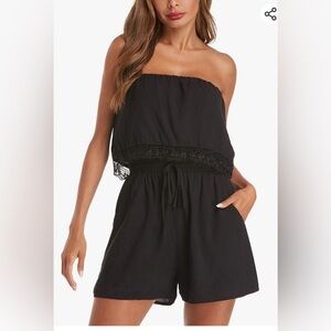AUXO Strapless Black Romper